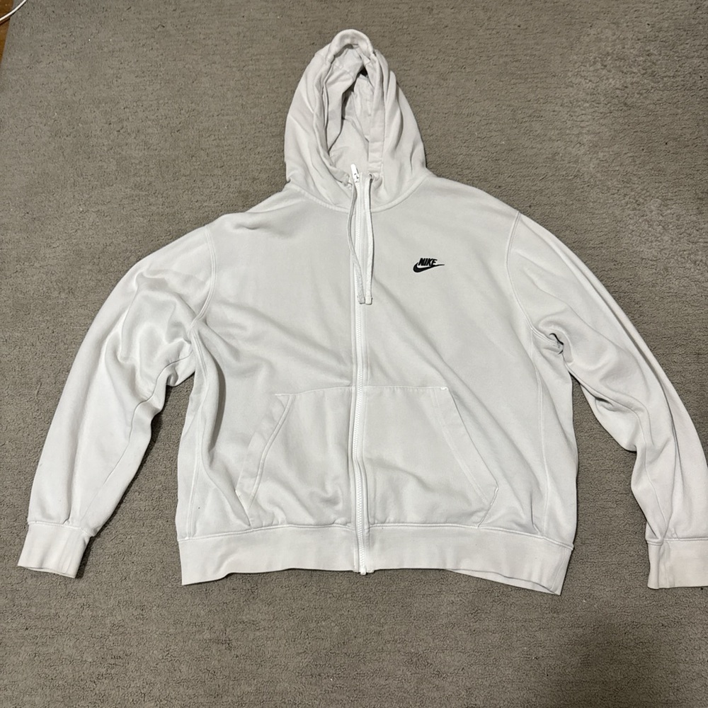 Nike Classic White Hoodie with Black Logo